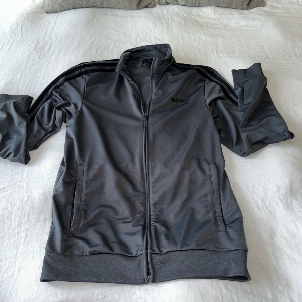 Adidas Grey Zip up track sweater in size small. - Picture 6 of 10